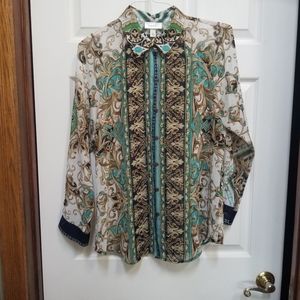 Dressbarn Mediterranean Sheer Dress Blouse - large